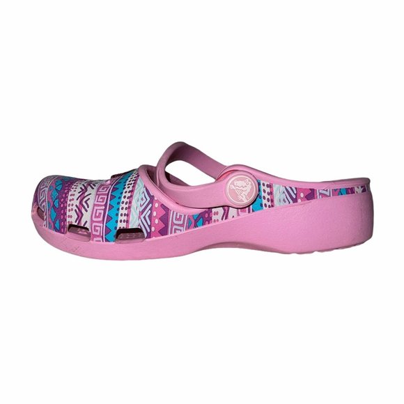 Crocs Pink Aqua Aztec Elephant Clogs Girl's C 13 - Picture 4 of 9